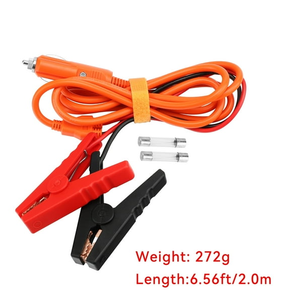 PKPOWER 12V Car Battery Charger Cable, 6.6FT 14AWG Cigarette Lighter Plug to Alligator Battery Clips Connector