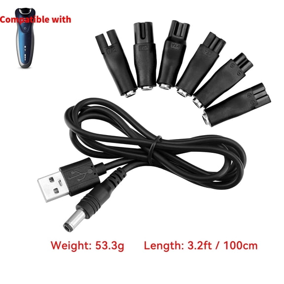 PKPOWER 7 PCS Power Cord 5V USB Charger Cord Replacement Adapter Compatible with 7000/5000/3000 Series, BeardTrimmer,Beard,SensoTouch,Precision,Spectra and Sensotec,SmartTouch XL