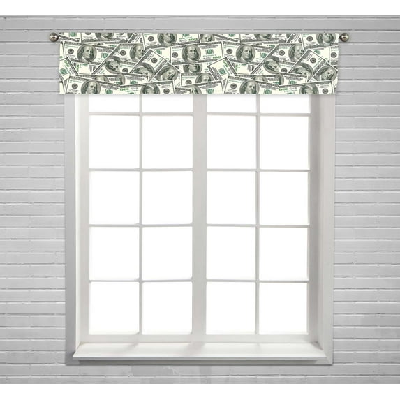 PKQWTM 100 Dollar bills Window Curtain Valance Rod Pocket 54x12 inch