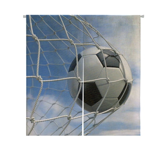 PKQWTM 3D Rendering Soccer Ball Net Door Curtain Window Cover Home Decor Hanging Curtain Size 85x90 CM
