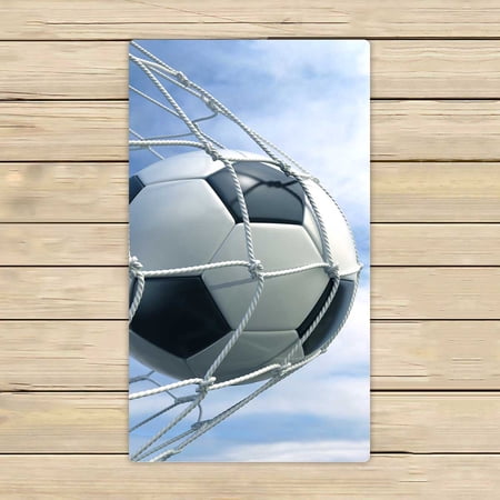 PKQWTM 3D Rendering Soccer Ball Net Microfiber Bath Towels Bathroom Body Shower Towel Size 16x28 Inches