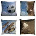 thumbnail image 1 of PKQWTM 3D Rendering Soccer Ball Net Reversible Mermaid Cushion Cover Home Decor Sequin Pillow Case Size 16x16 inches, 1 of 2