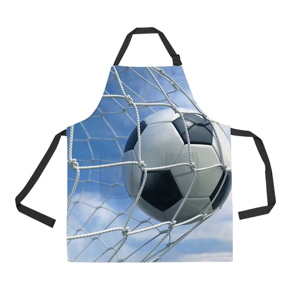 PKQWTM 3D Rendering Soccer Ball Net Unisex Adjustable Bib Apron with Pockets for Commercial Restaurant and Home Kitchen Use