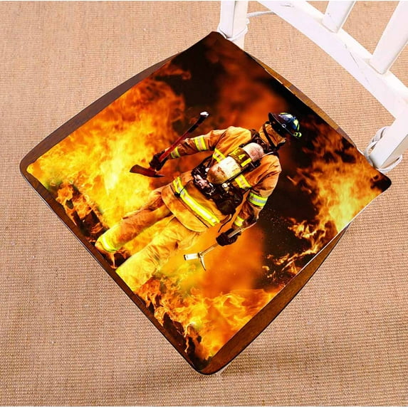 PKQWTM A Firefighter Searches For Possible Survivors Chair Pads Chair Mat Seat Cushion Chair Cushion Floor Cushion Size 18x18 inches