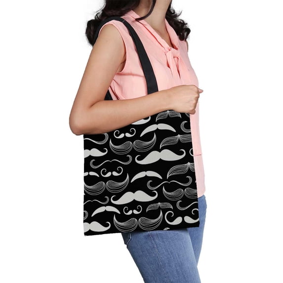 PKQWTM A Gentlemen Club Mustache Pattern Canvas Shoulder Bags Handbags Tote Bags Shopping Bag