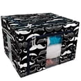 thumbnail image 1 of PKQWTM A Gentlemen Club Mustache Pattern Storage Bag Clear Window Storage Bins Boxes Large Capacity Foldable Stackable Organizer With Steel Metal Frame For Bedding,Clothes,Closets, Bedrooms, 1 of 3