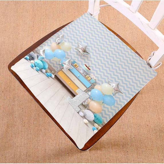 PKQWTM A Lot Of Balloons Blue And White Color Chair Pads Chair Mat Seat Cushion Chair Cushion Floor Cushion Size 18x18 inches