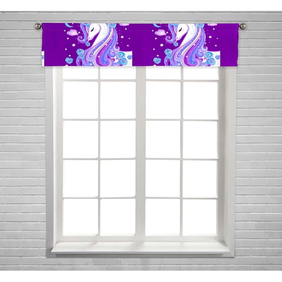 PKQWTM A beautiful unicorn Window Curtain Valance Rod Pocket 54x12 inch