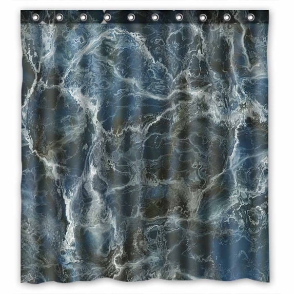 PKQWTM A detailed blue marble stone texture background WaterProof Polyester Fabric Shower Curtain Size 66x72 Inches