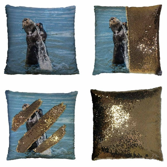 PKQWTM A wild young California Sea Reversible Mermaid Cushion Cover Home Decor Sequin Pillow Case Size 16x16 inches