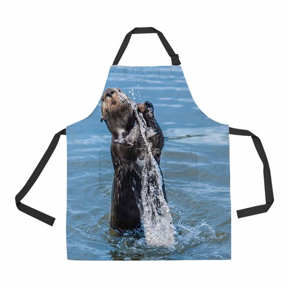 PKQWTM A wild young California Sea Unisex Adjustable Bib Apron with Pockets for Commercial Restaurant and Home Kitchen Use