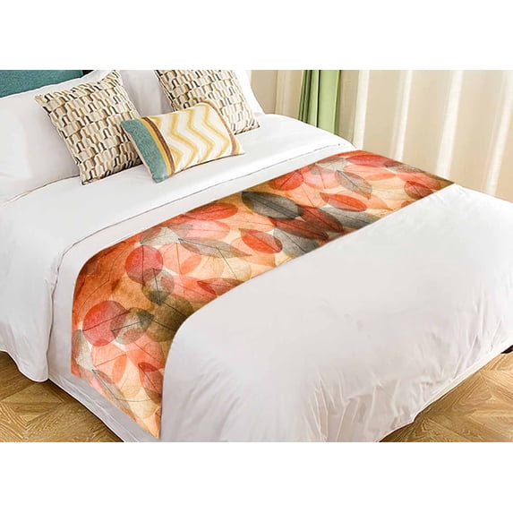 PKQWTM Abstract Autumn Background Beautiful Leaves Texture Bed Runner Bedroom Bedding Decor Bedding Scarf Size 20x95 inches