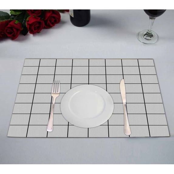 PKQWTM Abstract Background In A Linear Cell Kitchen Dining Table Mats Placemats Size 12x18 Inches, Set of 2 Pieces