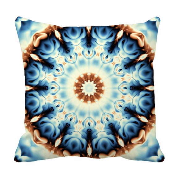PKQWTM Abstract Square Round Mandala Ornament Pattern Bed Decor Pillow Cases Zippered Cushion Cover Size 16x16 Inches