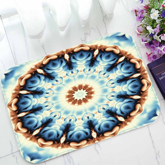 PKQWTM Abstract Square Round Mandala Ornament Pattern Home Decor Floor Mat Area Rug Doormat Size 15.7x23.6 Inches