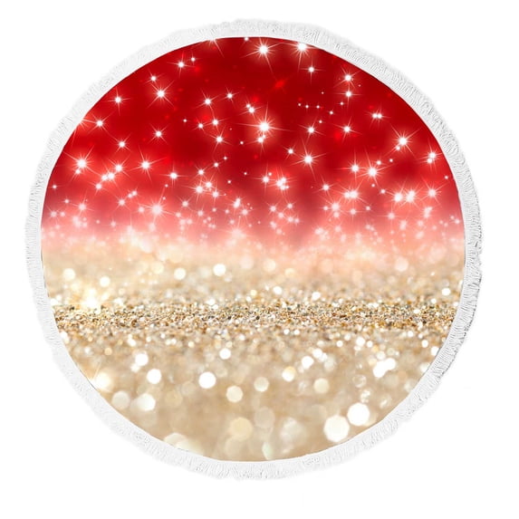 PKQWTM Abstract Twinkled Christmas Stars Round Beach Towel Beach Mats Shawl Blanket Yoga Mat with Tassels Beach Throw Towel