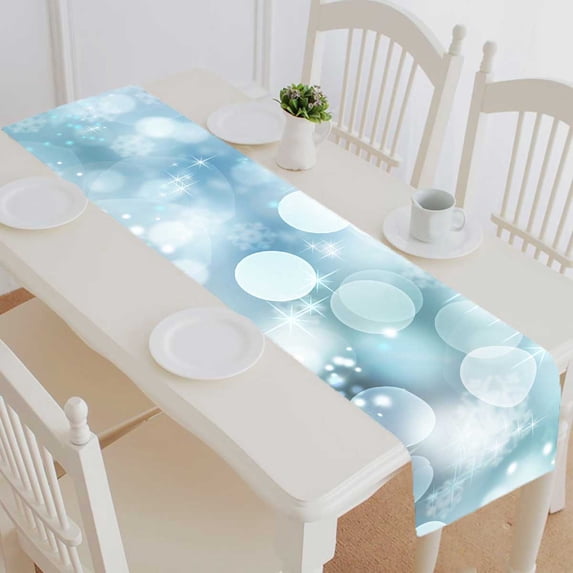 PKQWTM Abstract Winter bokeh Cotton and Linen Table Runner Kitchen Dining Room Supplies Size 16x72 Inch