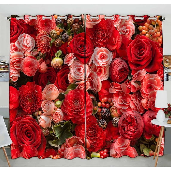 PKQWTM Abstract flowers Close up Practical heat insulation Shading Window Curtain Size 52(W) x 84(H) inches(Two Piece)