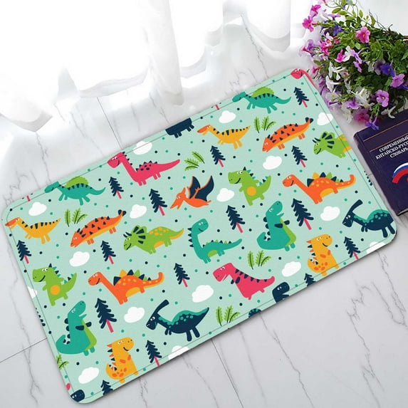 PKQWTM Adorable Dinosaurs Cartoon Home Decor Floor Mat Area Rug Doormat Size 18x30 Inches