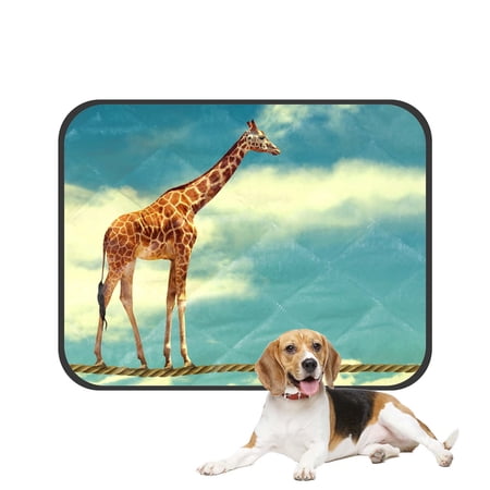 PKQWTM African Animal Funny Giraffe Walking on the Rope Sky Cloud Pet Dog Cat Bed Pee Pads Mat Cushion Potty Dogsblankets Crate Bed Kennel 25x30 inch
