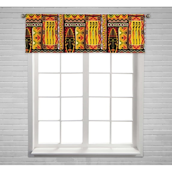 PKQWTM African Pattern Window Curtain Valance Rod Pocket 54x18 inch