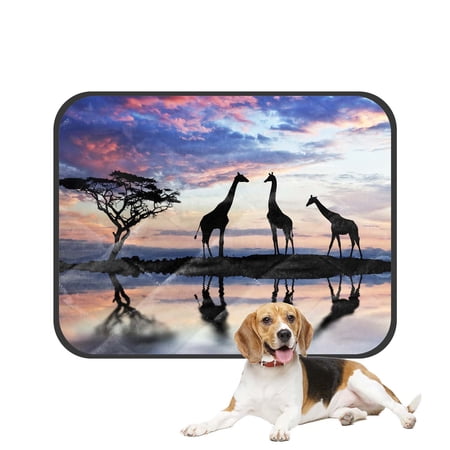 PKQWTM African Safari Animal Tree of Life Elephant Giraffe Sunset Lake Pet Dog Cat Bed Pee Pads Mat Cushion Potty Dogsblankets Crate Bed Kennel 14x18 inch