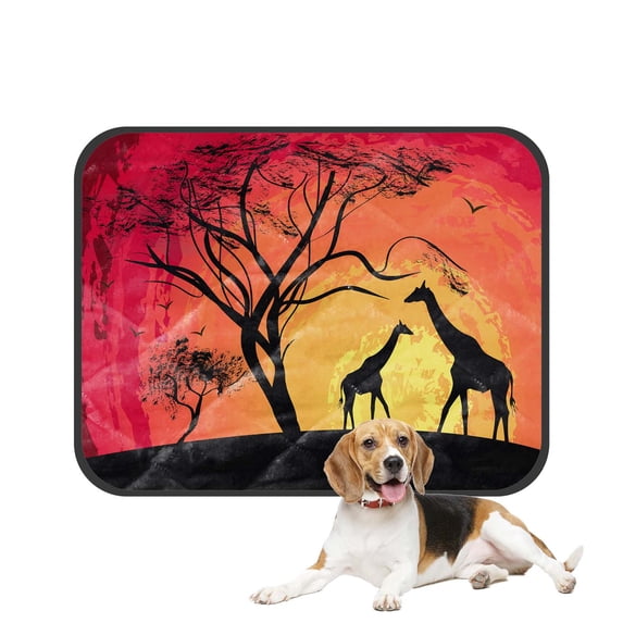 PKQWTM African Safari Animal Tree of Life Sunset Giraffe Pet Dog Cat Bed Pee Pads Mat Cushion Potty Dogsblankets Crate Bed Kennel 20x24 inch