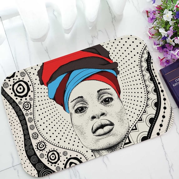 PKQWTM African Woman African Turban Home Decor Floor Mat Area Rug Doormat Size 15.7x23.6 Inches