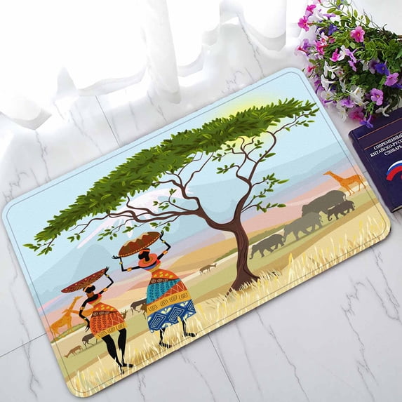 PKQWTM African Women In Mountain Landscape Home Decor Floor Mat Area Rug Doormat Size 18x30 Inches
