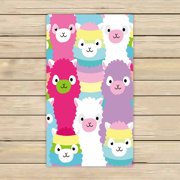 PKQWTM Alpaca Family Portrait Microfiber Bath Towels Bathroom Body Shower Towel Size 16x28 Inches