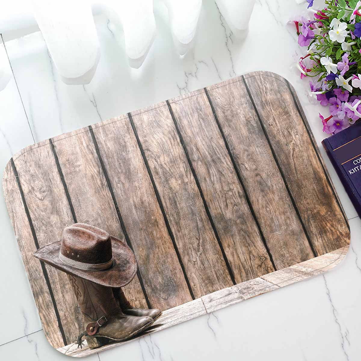 PKQWTM American West cowboy hat boots wood deck ranch barn Home Decor ...