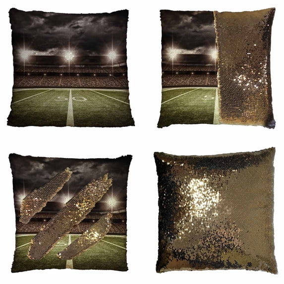 PKQWTM American football satdium Reversible Mermaid Cushion Cover Home Decor Sequin Pillow Case Size 16x16 inches