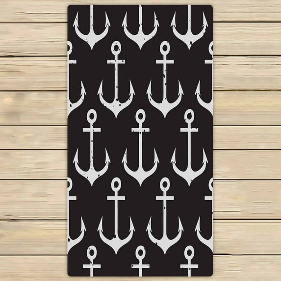 PKQWTM Anchors Marine Style Microfiber Bath Towels Bathroom Body Shower Towel Size 30x56 Inches