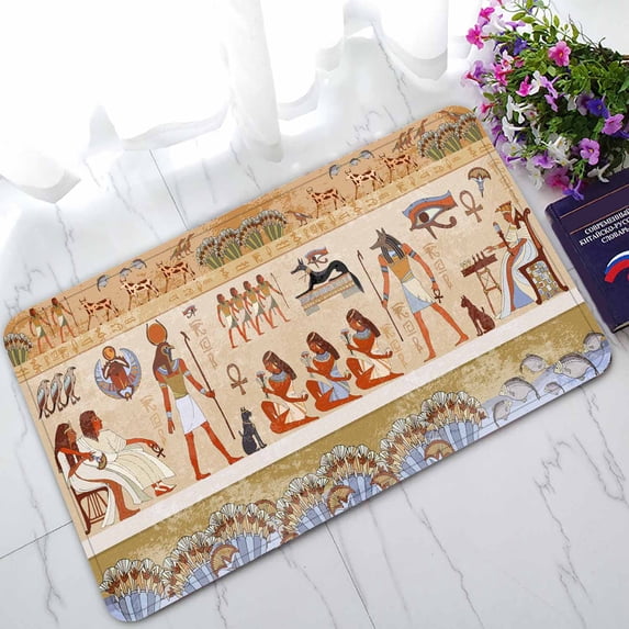 PKQWTM Ancient Egypt Scene Hieroglyphic Carvings Home Decor Floor Mat Area Rug Doormat Size 18x30 Inches