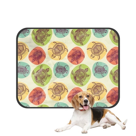 PKQWTM Animal Decor Sea Turtles Colorful Circle Pet Dog Cat Bed Pee Pads Mat Cushion Potty Dogsblankets Crate Bed Kennel 20x24 inch