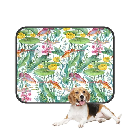 PKQWTM Aquarium Fishes Water Plants Flowers Pet Dog Cat Bed Pee Pads Mat Cushion Potty Dogsblankets Crate Bed Kennel 14x18 inch