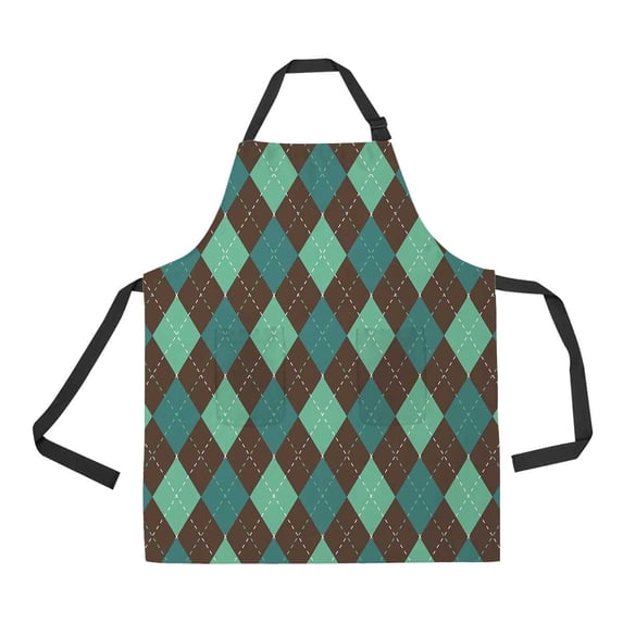 PKQWTM Argyle Abstract Pattern Unisex Adjustable Bib Apron with Pockets for Commercial Restaurant and Home Kitchen Use