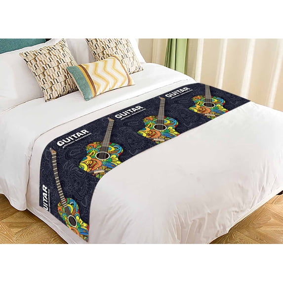 PKQWTM Art Classic Guitar Bed Runner Bedroom Bedding Decor Bedding Scarf Size 20x95 inches