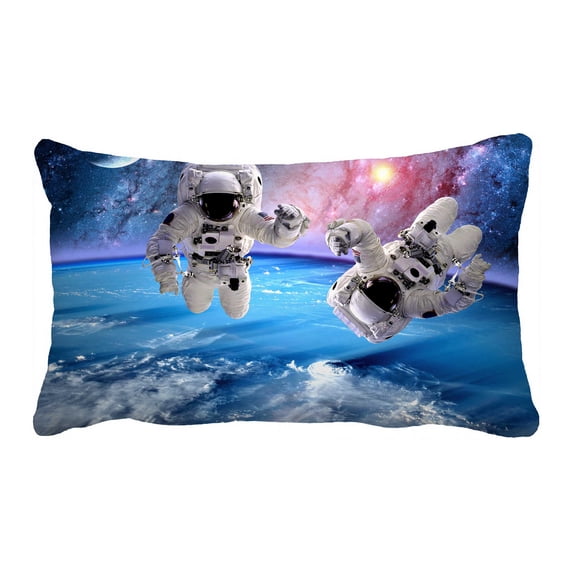 PKQWTM Astronaut Spaceman Outer Space Moon Planet Solar System Universe Bed Decor Pillow Cases Zippered Cushion Cover Size 20x30 Inches