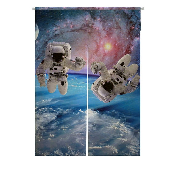 PKQWTM Astronaut Spaceman Outer Space Moon Planet Solar System Universe Door Curtain Window Cover Home Decor Hanging Curtain Size 85x120 CM