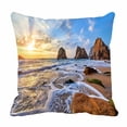 thumbnail image 1 of PKQWTM Atlantic Ocean Rocks Sunset Waves Foam Green Moss Bed Decor Pillow Cases Zippered Cushion Cover Size 18x18 Inches, 1 of 1