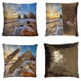thumbnail image 1 of PKQWTM Atlantic Ocean Rocks Sunset Waves Foam Green Moss Reversible Mermaid Cushion Cover Home Decor Sequin Pillow Case Size 20x20 inches, 1 of 2