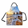 thumbnail image 1 of PKQWTM Atlantic Ocean Rocks Sunset Waves Foam Green Moss Unisex Adjustable Bib Apron with Pockets for Commercial Restaurant and Home Kitchen Use, 1 of 2