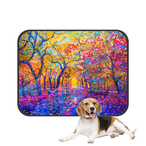 PKQWTM Autumn Forest Red Yellow Tree Leaves Pet Dog Cat Bed Pee Pads Mat Cushion Potty Dogsblankets Crate Bed Kennel 14x18 inch