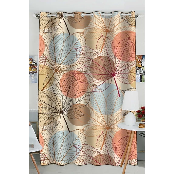 PKQWTM Autumn Leaves In A Retro Style Practical heat insulation Shading Window Curtain Size 52(W) x 84(H) inches (One Piece)
