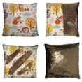 thumbnail image 1 of PKQWTM Autumn Woodland Animals Trees Rainy Clouds Mushrooms Leaves Reversible Mermaid Cushion Cover Home Decor Sequin Pillow Case Size 16x16 inches, 1 of 2