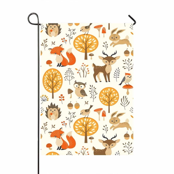 PKQWTM Autumn forest cute animals Yard Decor Home Garden Flag Size 28x40 Inches