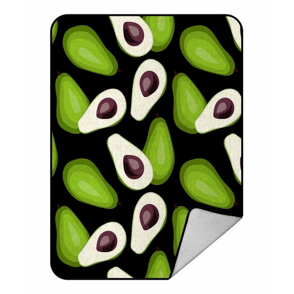 PKQWTM Avocado Pattern Tile Green Vegetable Blanket Crystal Velvet Throw Bed Blanket 58x80 inches