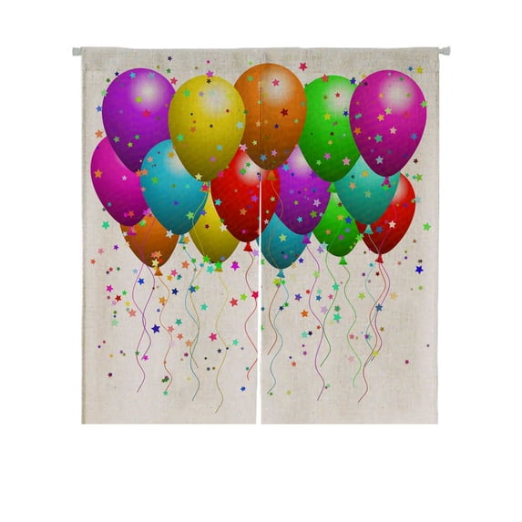 PKQWTM Balloons Star Shaped Confetti Door Curtain Window Cover Home Decor Hanging Curtain Size 85x90 CM