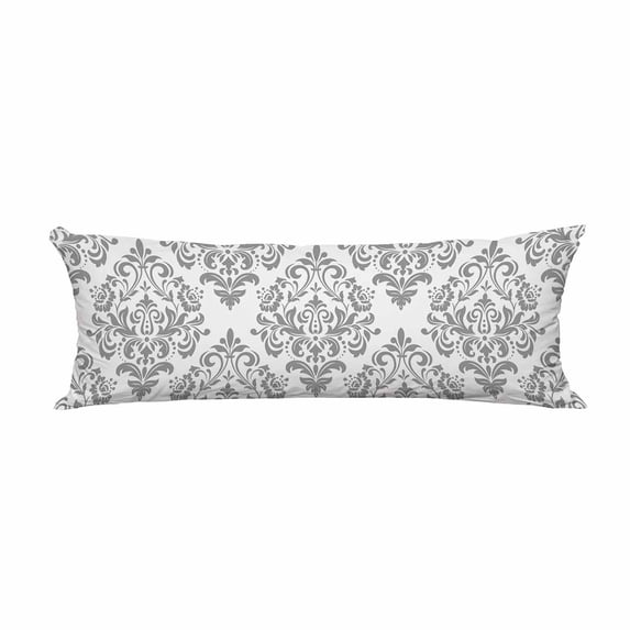 PKQWTM Baroque Damask Gray White Ornament Long Body Pillow Case Cover Pillow Cushion Size 20x60 Inches